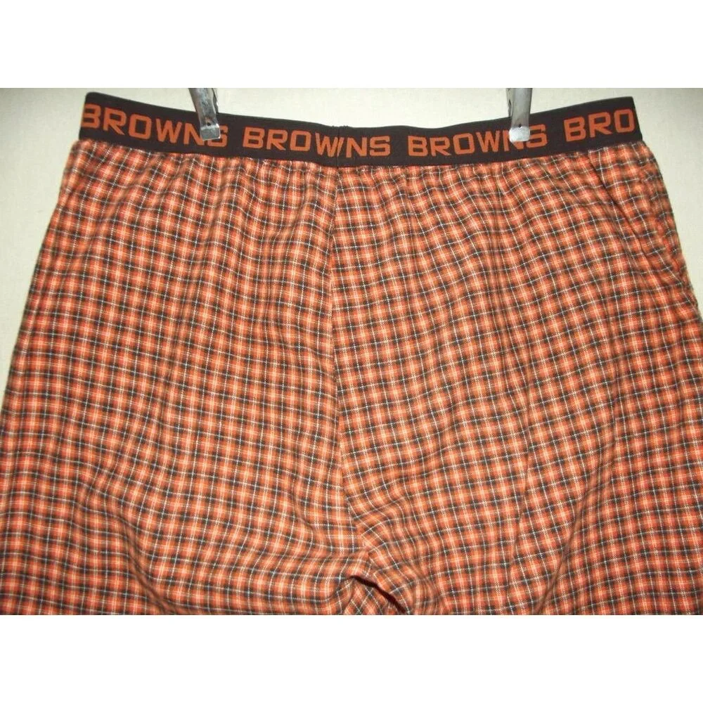 NFL Cleveland Browns Pajama Pants Mens XL flannel orange black plaid classic